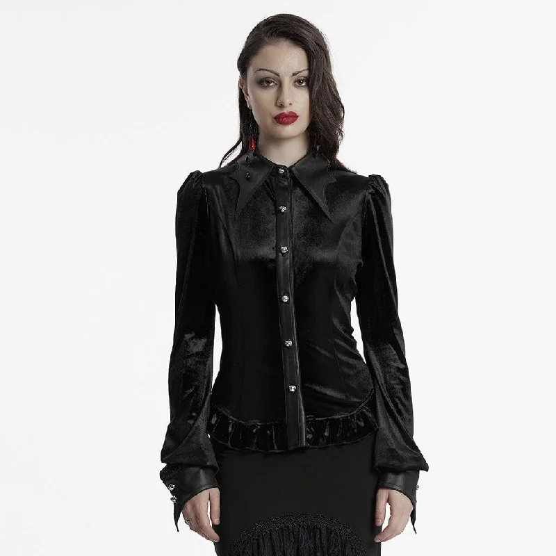  FrenchWomen's Gothic Puff Sleeved Gradient Velvet Shirt