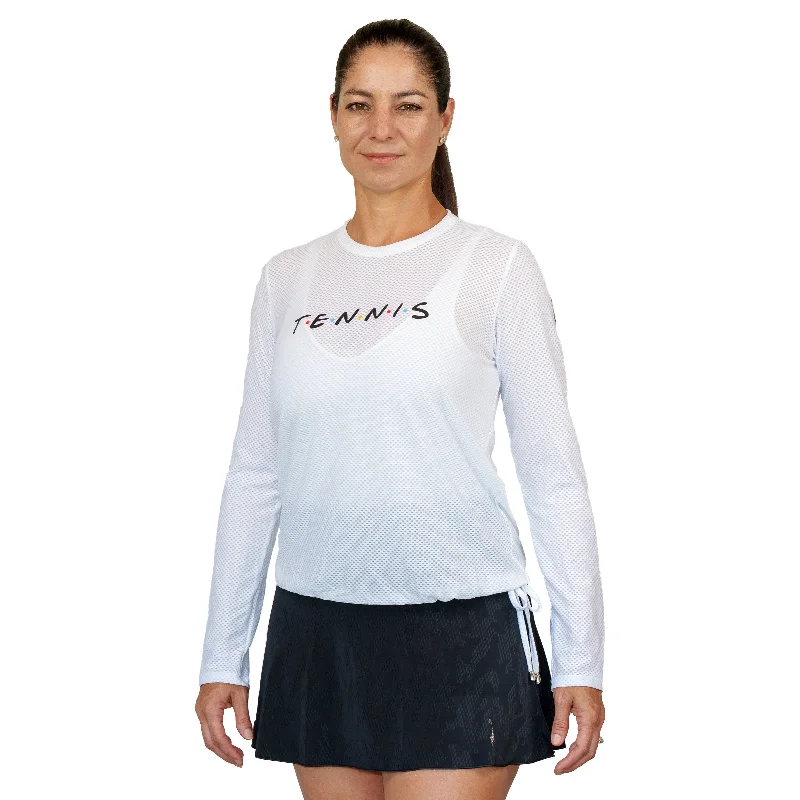  Dapper Women's Bow - adornedT.E.N.N.I.S. Long Sleeve Original Mesh Top