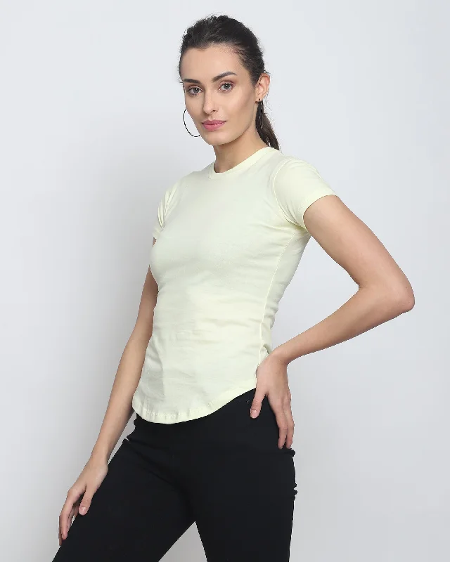  Sporty Women's TennisWomen Crew Neck Top: Lemon Chiffon