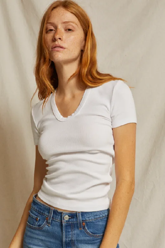  Artistic Women's Avant - Avril Short Sleeve Rib U Neck - White