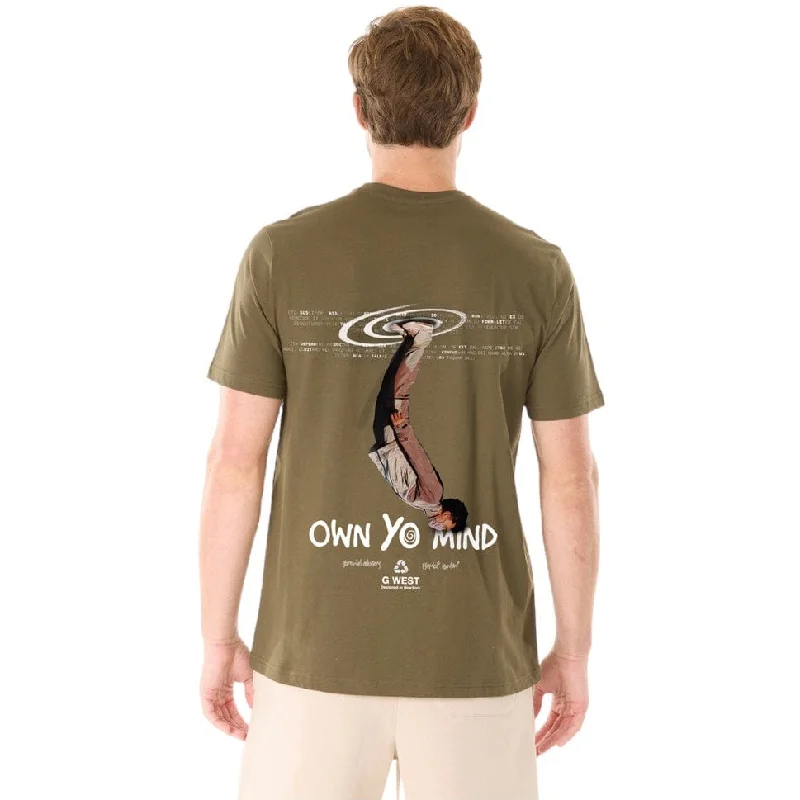 G West Printed Own Yo Mind Basic Tee (Olive) GWPBAST5014