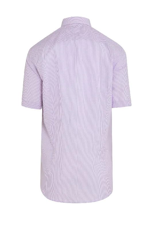 Classic Fit Short Sleeve Checked Cotton Dress Shirt, Lilac C