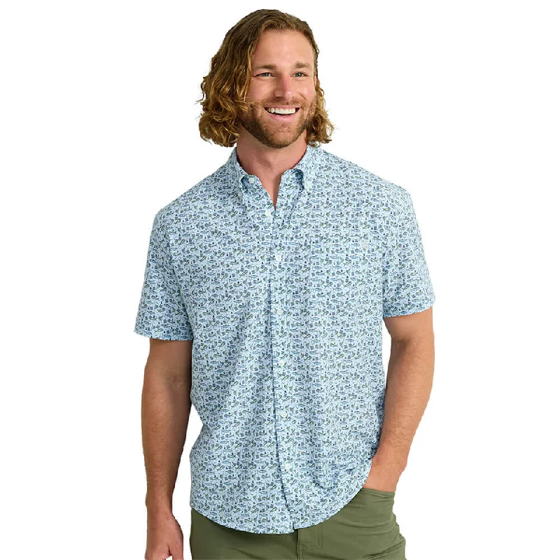 Huk Kona Print Short Sleeve Sport Shirt - Ice Water