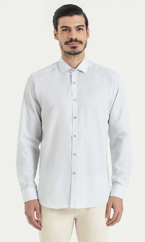 Regular Fit Long Sleeve Patterned Cotton Dress Shirt, Light Blue D.