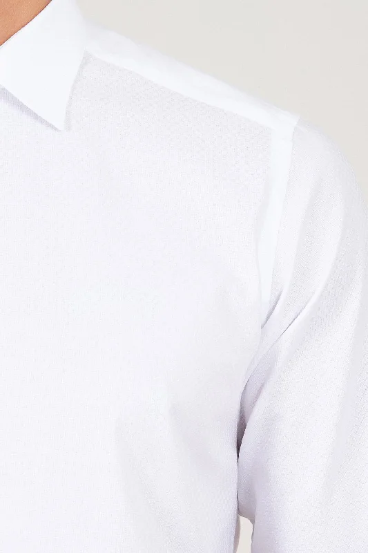 Regular Fit Long Sleeve Patterned Cotton Dress Shirt, White D.