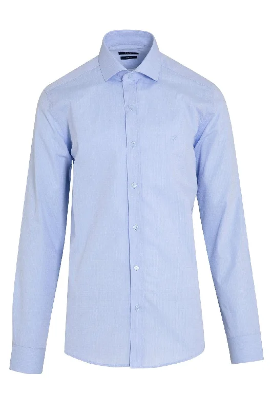 Slim Fit Long Sleeve Patterned Cotton Dress Shirt, Blue D.