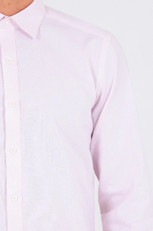 Slim Fit Long Sleeve Plain Cotton Casual Shirt, Pink