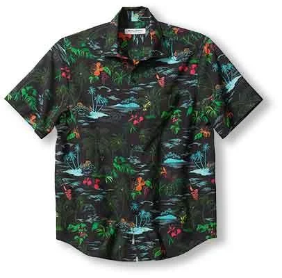 Tommy Bahama Big & Tall Bahama Coast Neon Shores Camp Shirt - Black