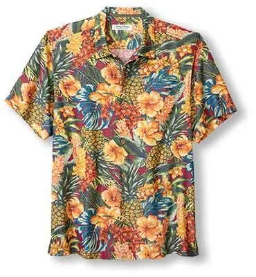 Tommy Bahama Big & Tall Coconut Point Sunset Canopy Camp Shirt - Dark Sangria