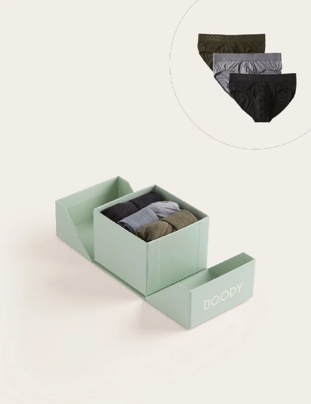 3-Pack Giftbox - Men's Everyday Briefs - Black Dark/Olive/Ash