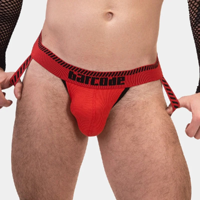 Barcode Berlin Kavan ribbed cotton jockstrap red