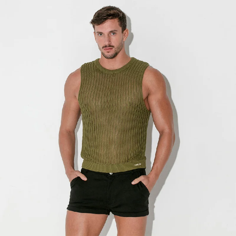 Code 22 knit muscle tank 7000 khaki green