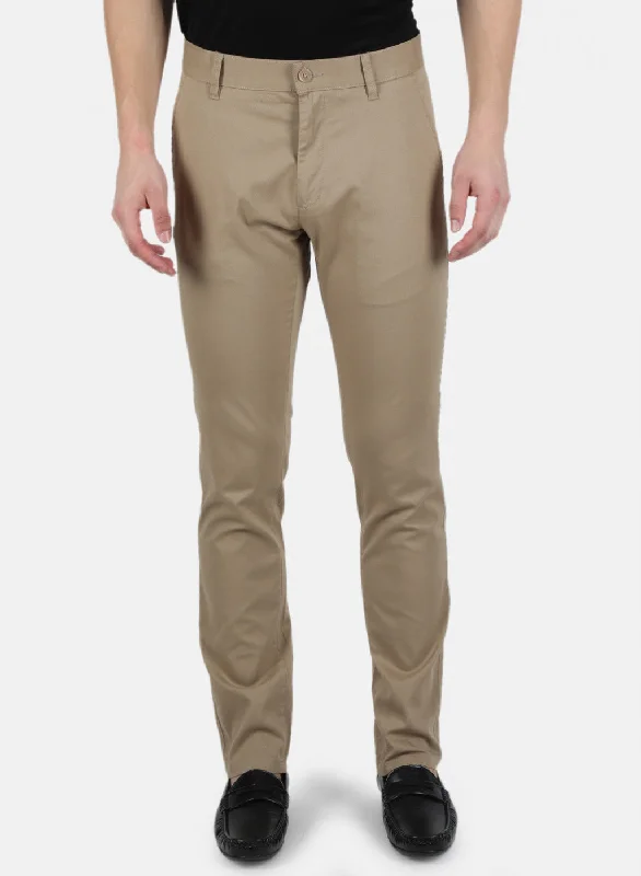 Men Beige Smart Fit Trouser