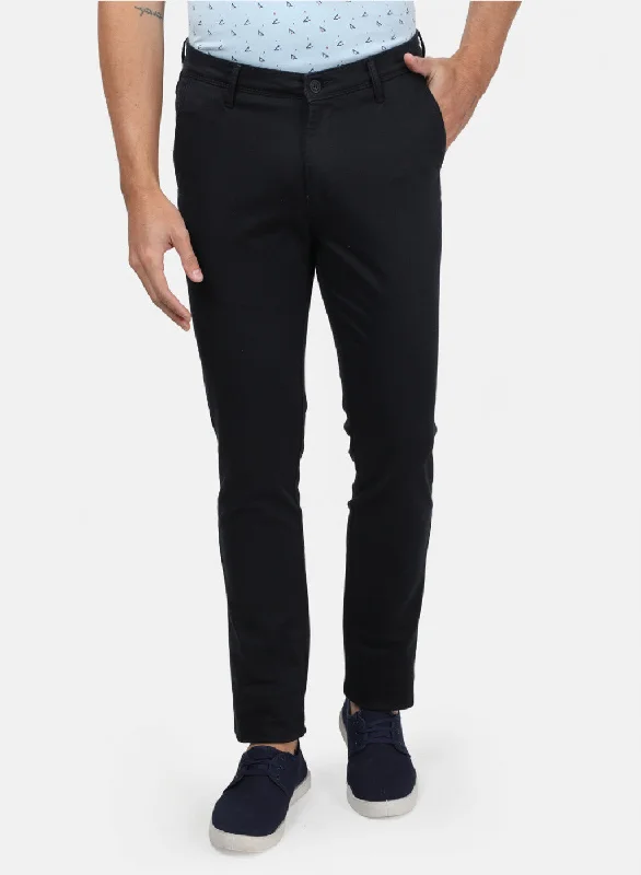 Men Black Plain Trousers