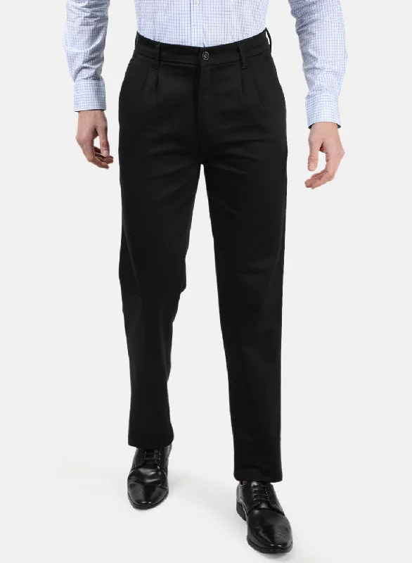 Men Black Plain Trousers