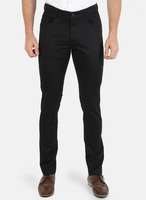 Men Black Solid Trouser