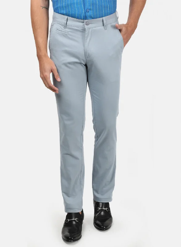 Men Blue Plain Trousers