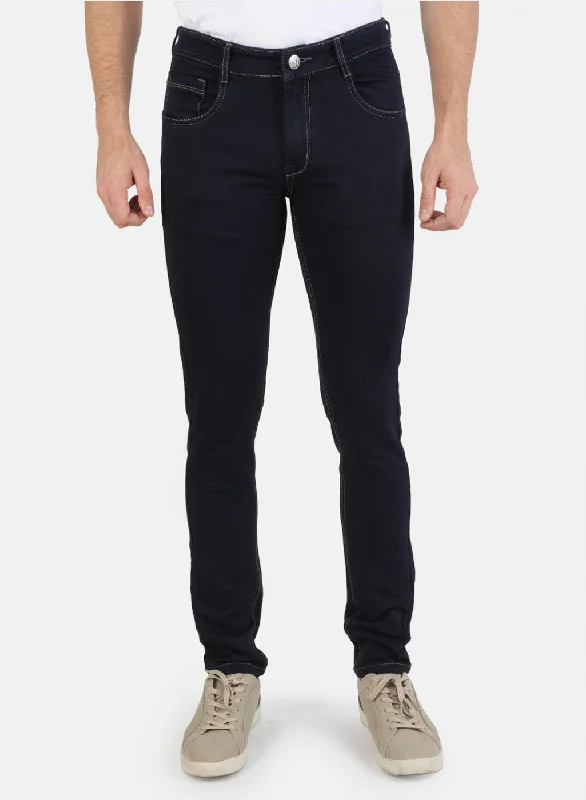 Men Blue Solid Trouser