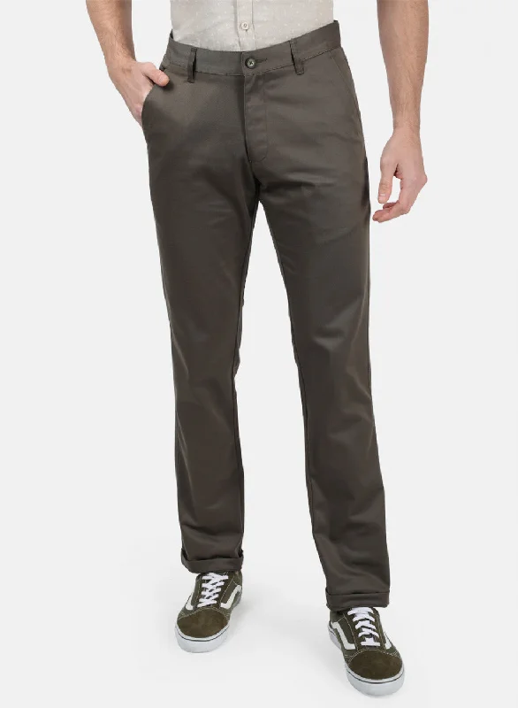 Men Grey Plain Trousers