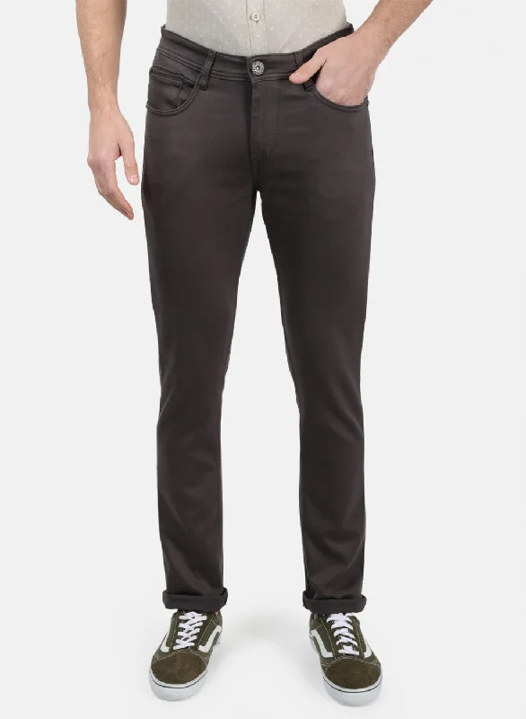 Men Grey Plain Trousers