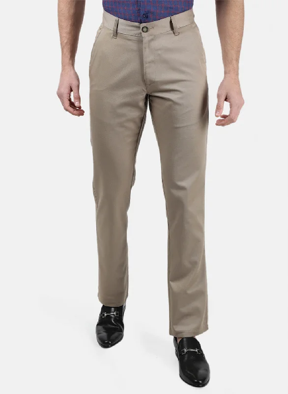 Men Khaki Plain Trousers