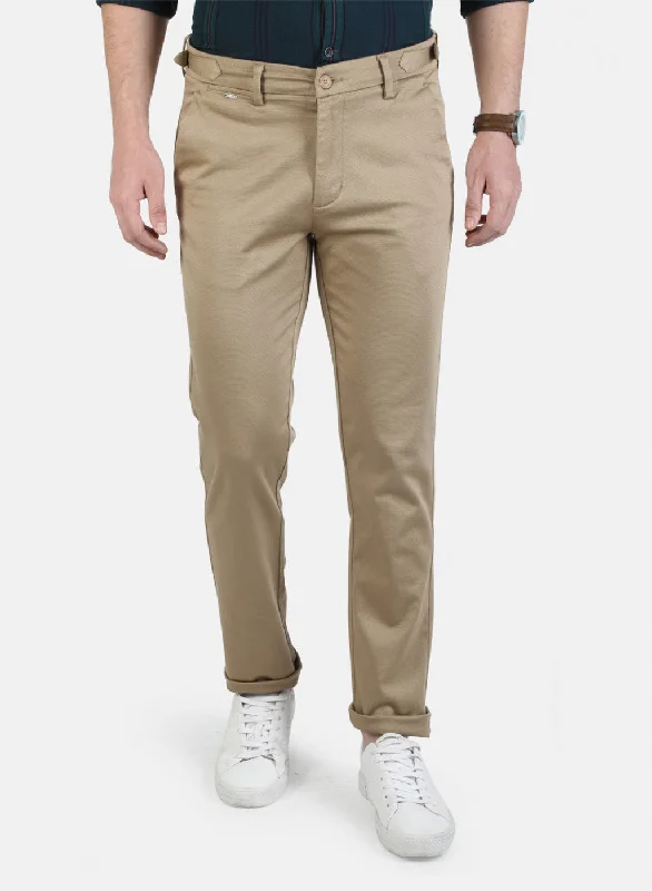 Men Khaki Solid Trouser