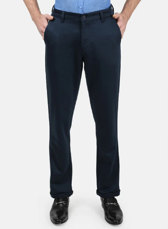 Men NAvy Blue Plain Trousers