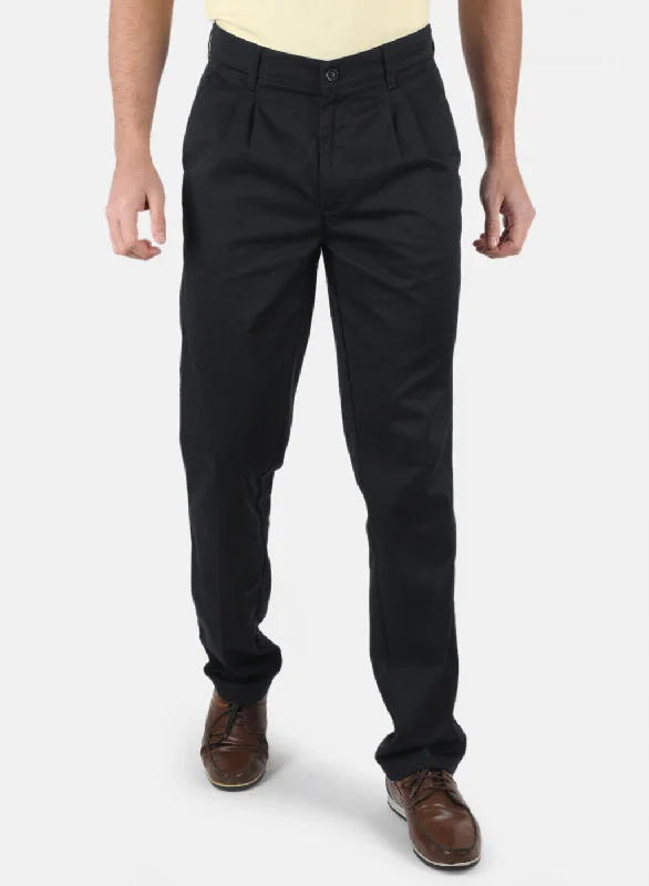 Men Navy Blue Regular Fit Trouser