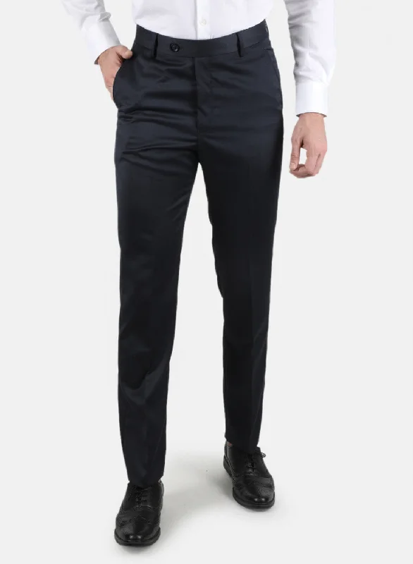 Men Navy Blue Regular Fit Trouser