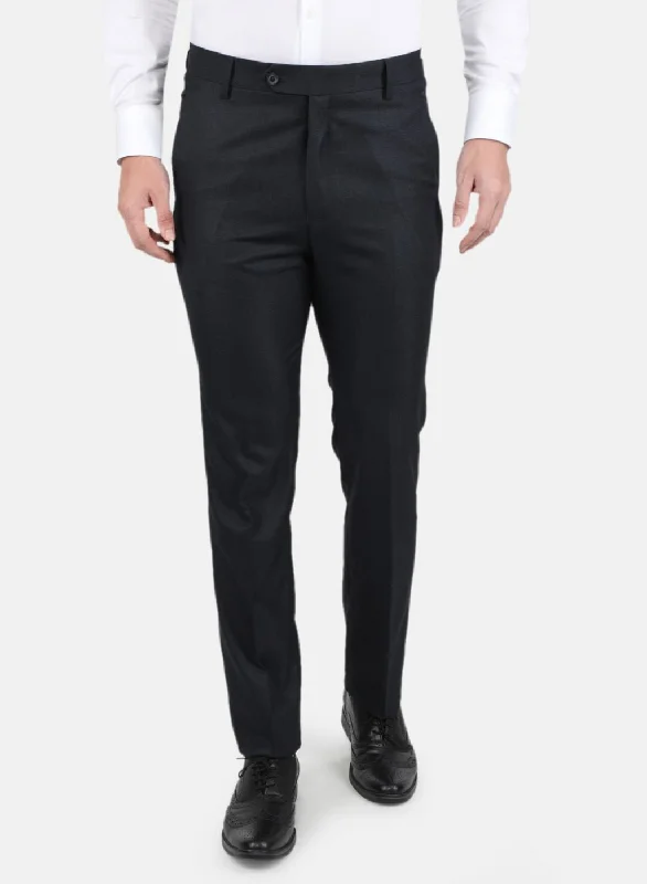 Men Navy Blue Slim Fit Trouser