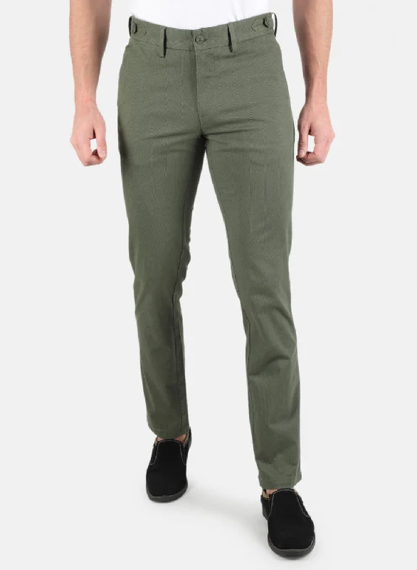 Men Olive Smart Fit Trouser