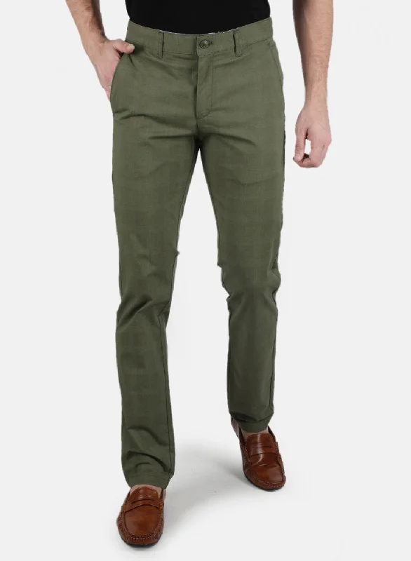 Men Olive Smart Fit Trouser