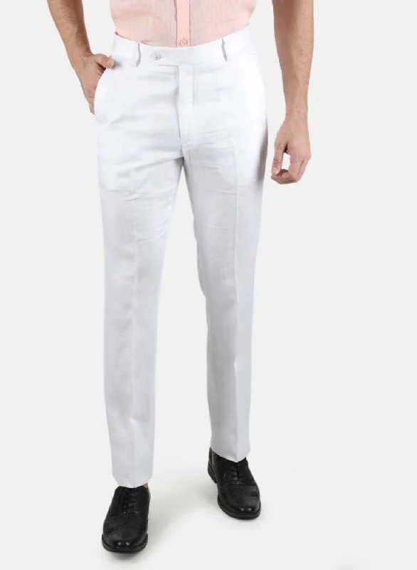 Men White Regular Fit Trouser