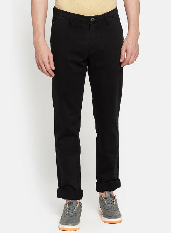 Mens Black Self Trouser