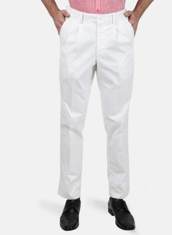 Mens White Regular Trouser