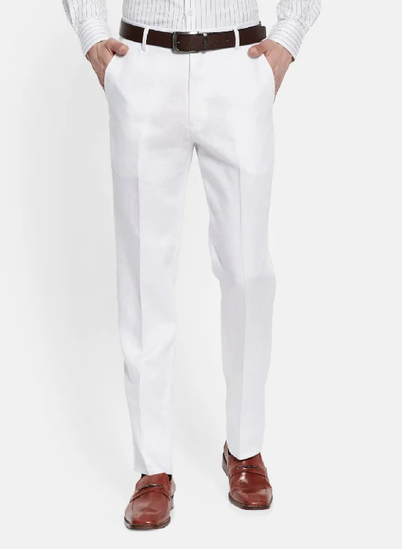 Mens White Smart Fit Trouser