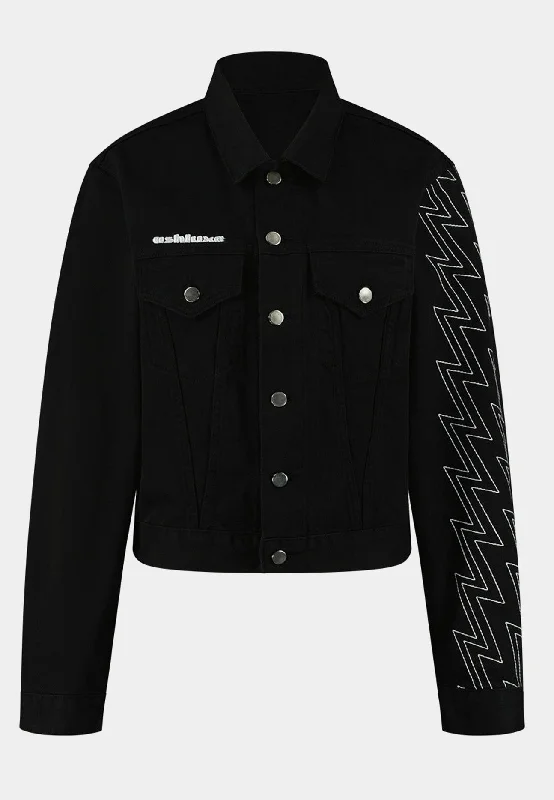 Ashluxe Men's Denim Trucker Jacket - Black Elegant Men's Formal  Elegant Men's Formal 
