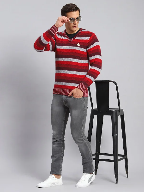 Men Multicolor Self Design Lamb wool Pullover Elegant Men's Formal  Elegant Men's Formal 