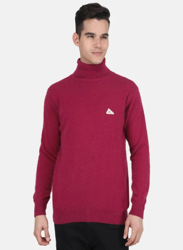 Men Dark Pink Solid Pullover