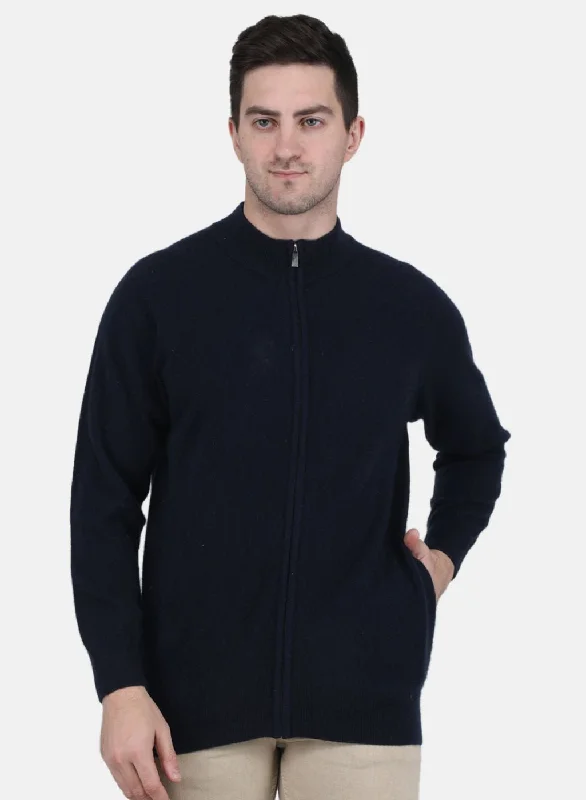 Men NAvy Blue Solid Pullover