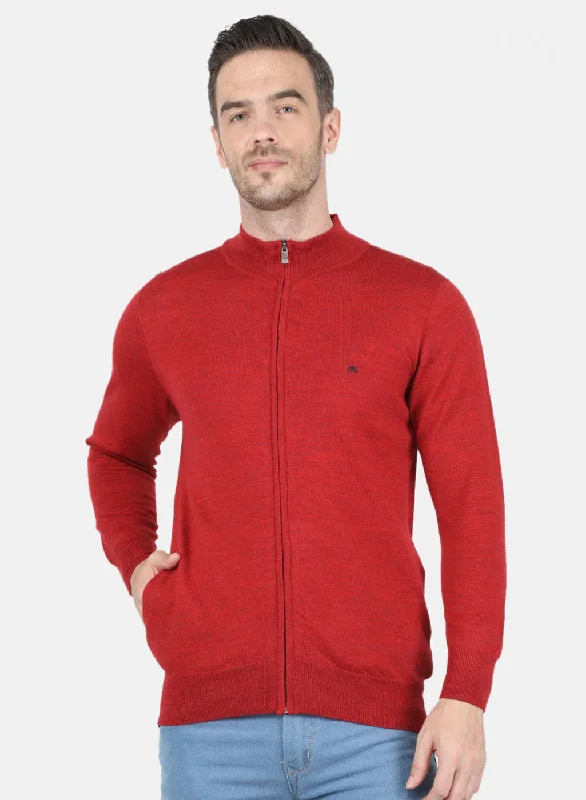 Men Red Solid Pullover